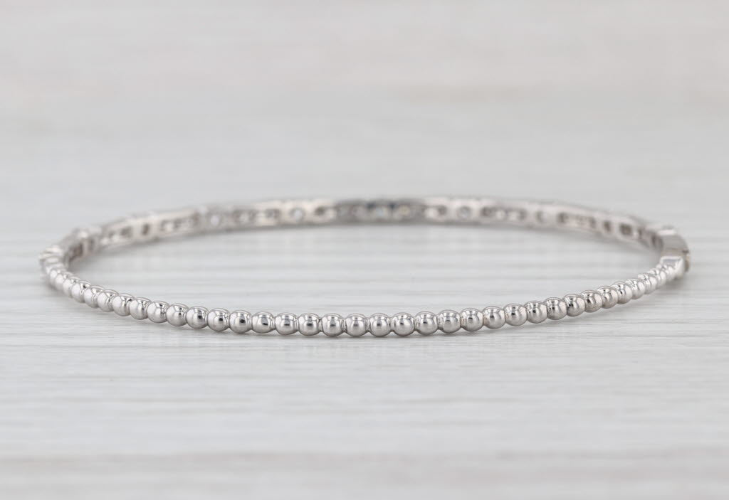 1.25ctw Diamond Bangle Bracelet 14k White Gold 6.75" Stackable