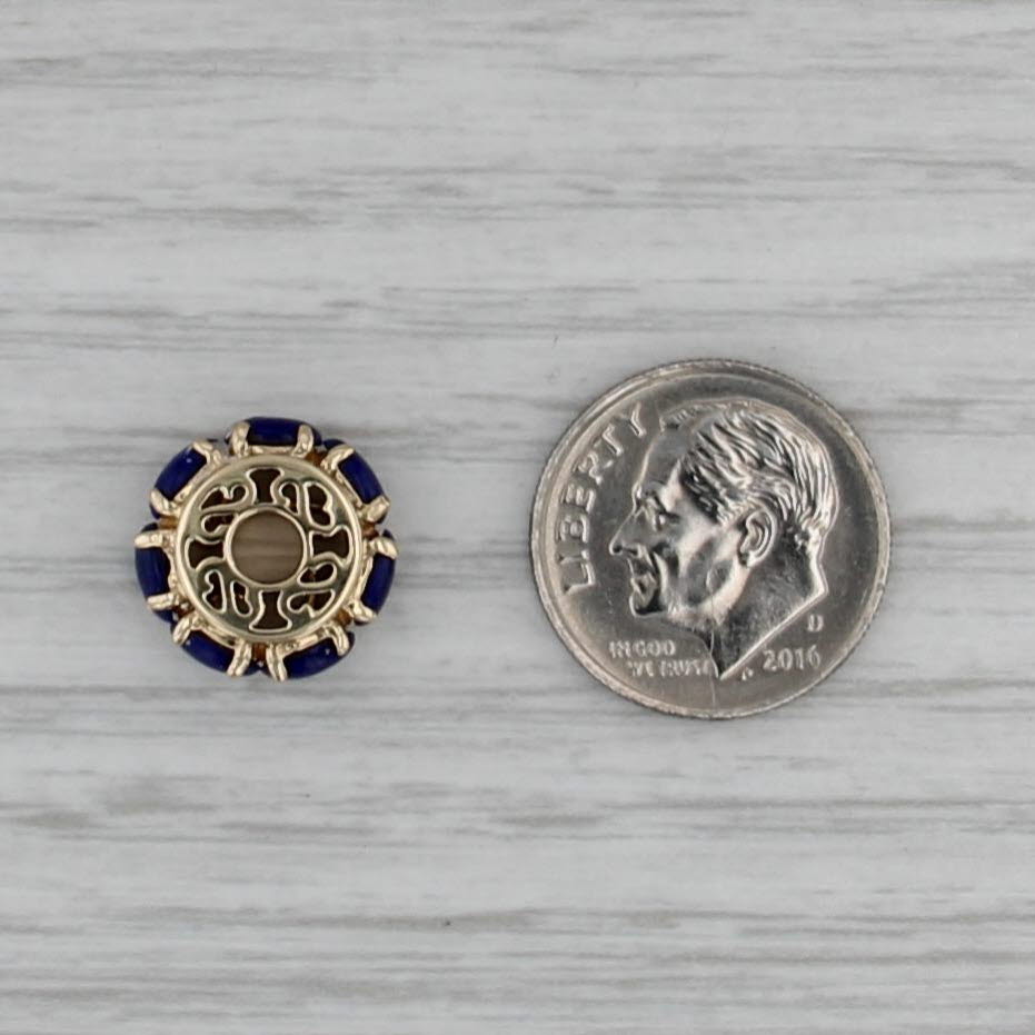 Blue Lapis Lazuli Bead Spacer Charm 14k Yellow Gold