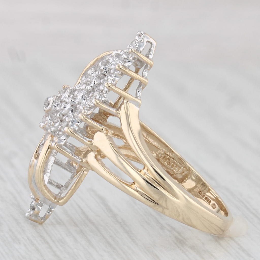 Light Gray 0.22ctw Diamond Cluster Ring 10k Yellow Gold Size 7.5 Cocktail