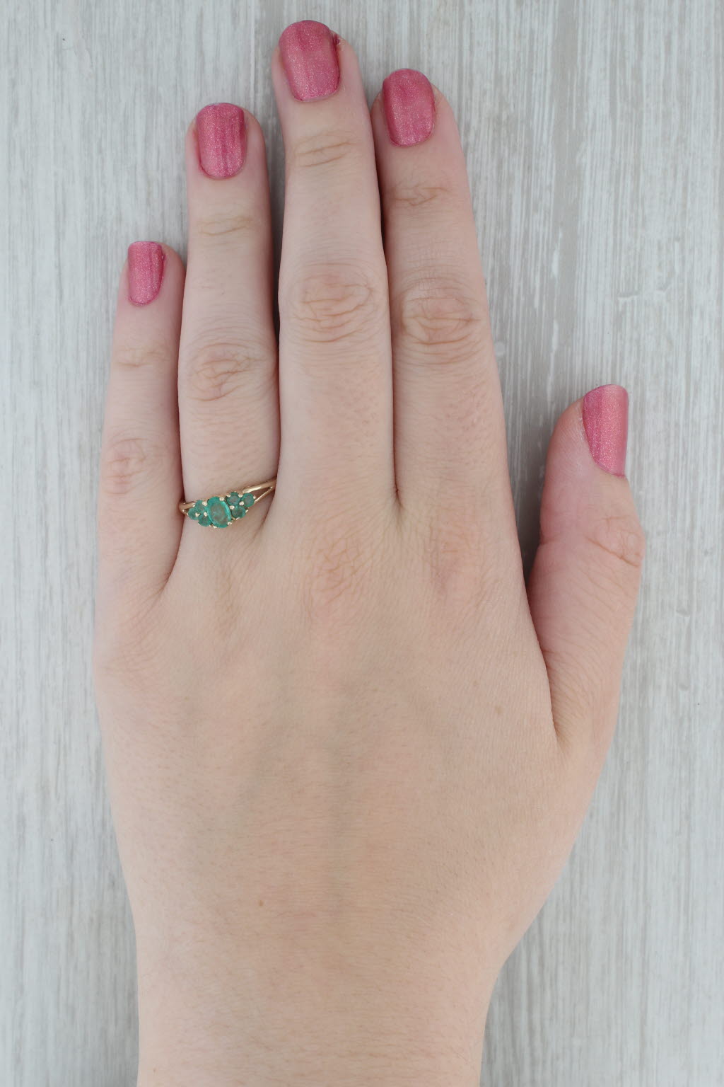 Dark Gray 0.76ctw Emerald Ring 14k Yellow Gold Size 9