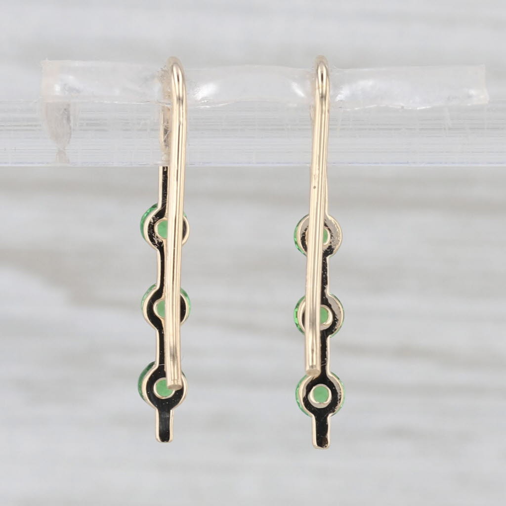 0.66ctw Tsavorite Green Garnet Drop Earrings 14k Gold Hook Posts 3-Stone Journey