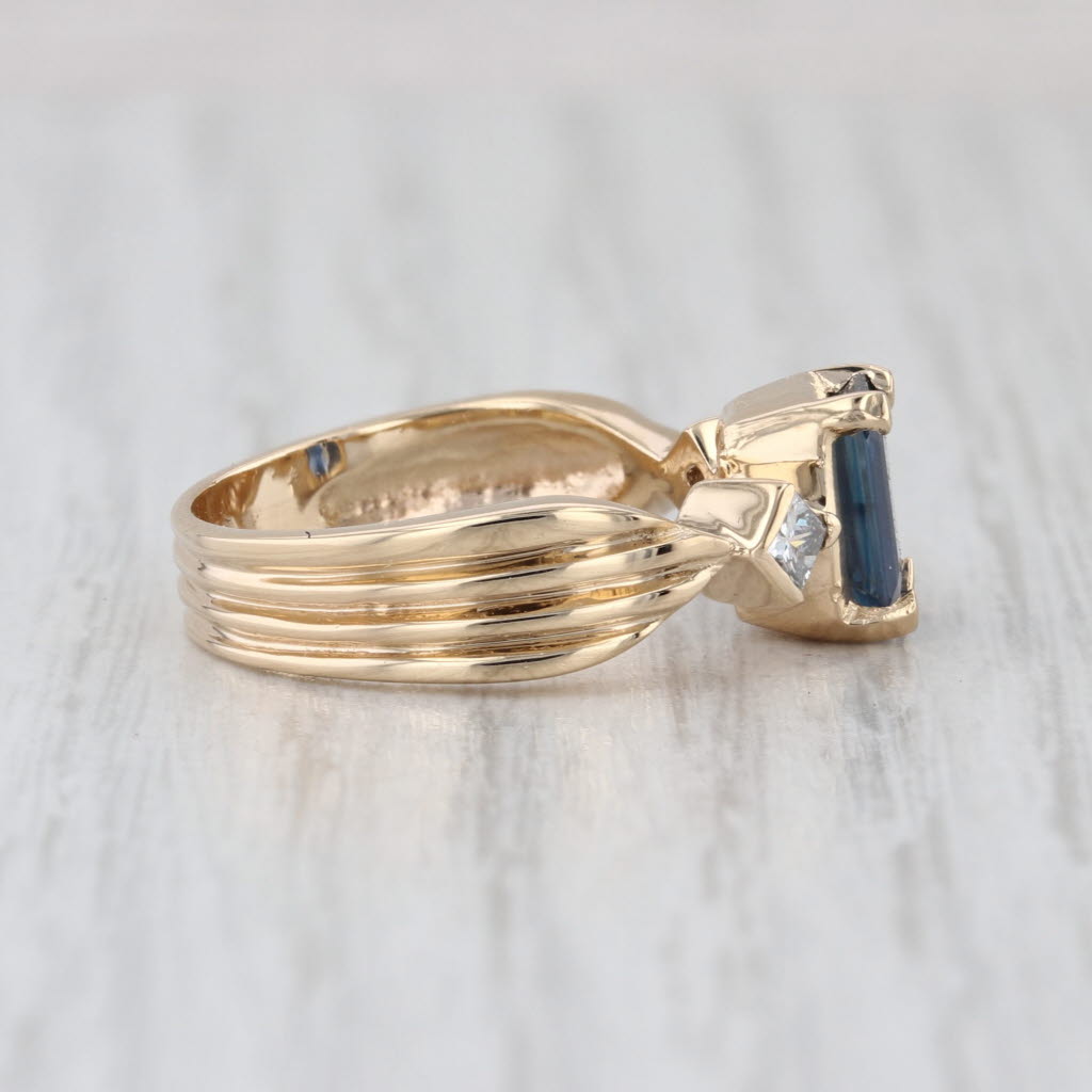 1.46ctw Blue Sapphire Diamond Ring 14k Yellow Gold Size 6.5 Engagement