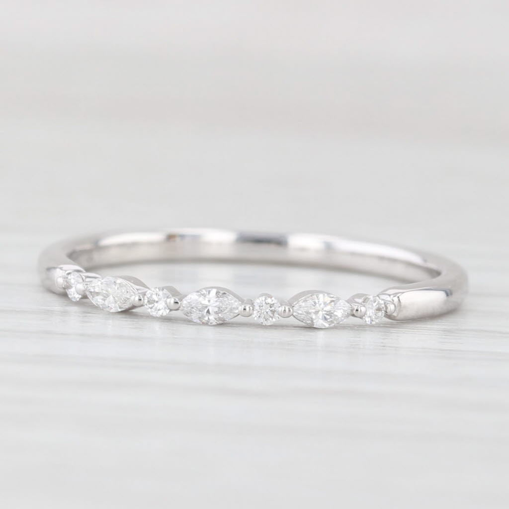 Light Gray New 0.13ctw Diamond Wedding Band 14k White Gold Stackable Ring Size 6.5