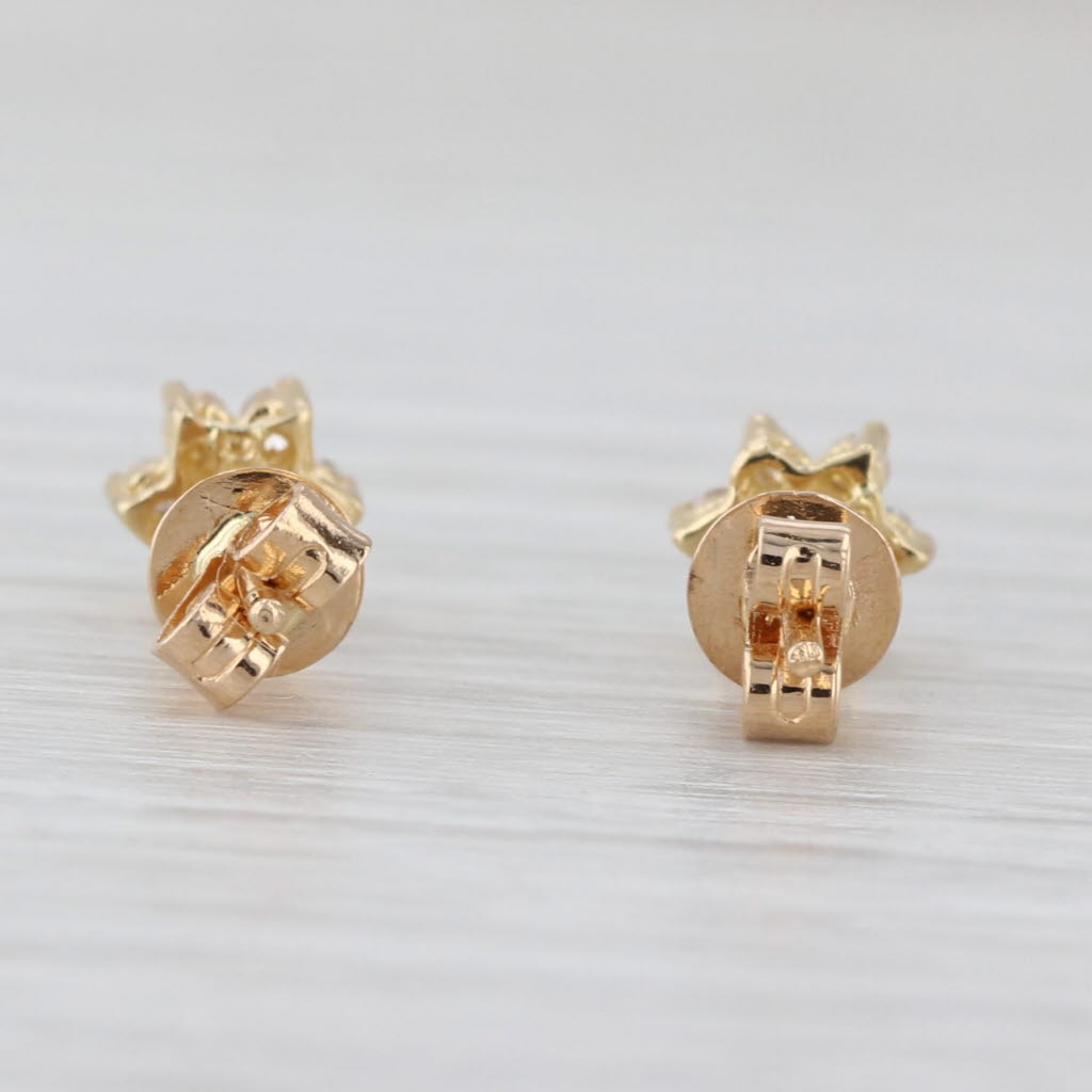 0.20ctw Diamond Stud Earrings 18k Yellow Gold Small Flower Studs