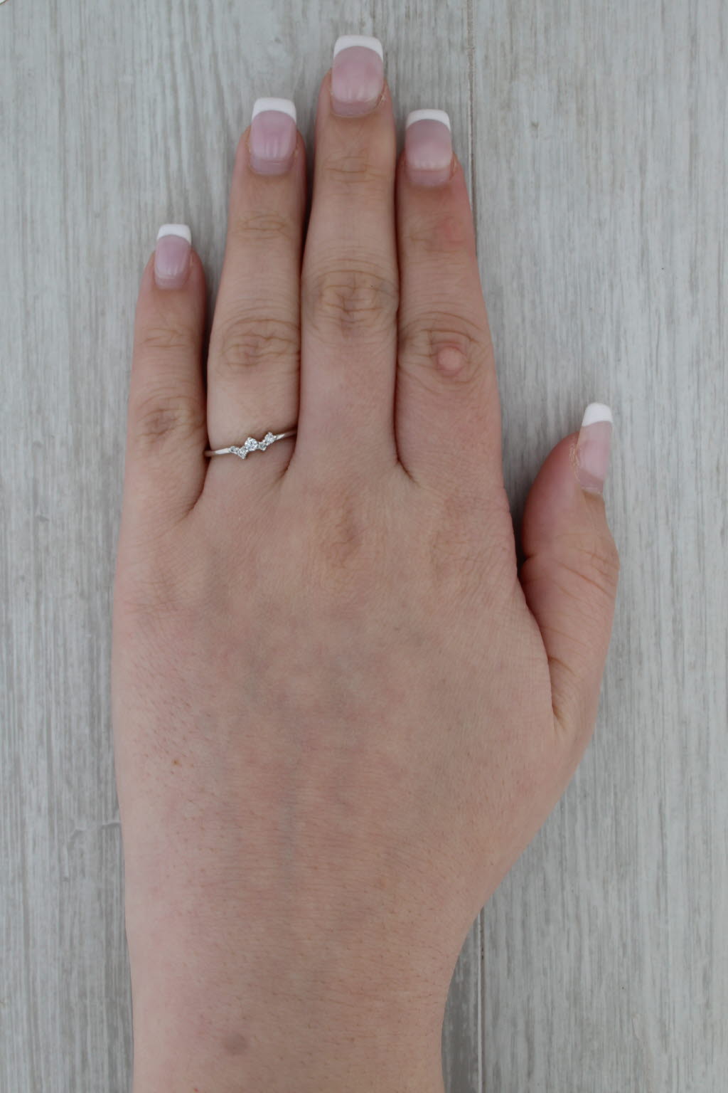 0.10ctw Diamond Band 10k White Gold Size 7 Stackable Ring