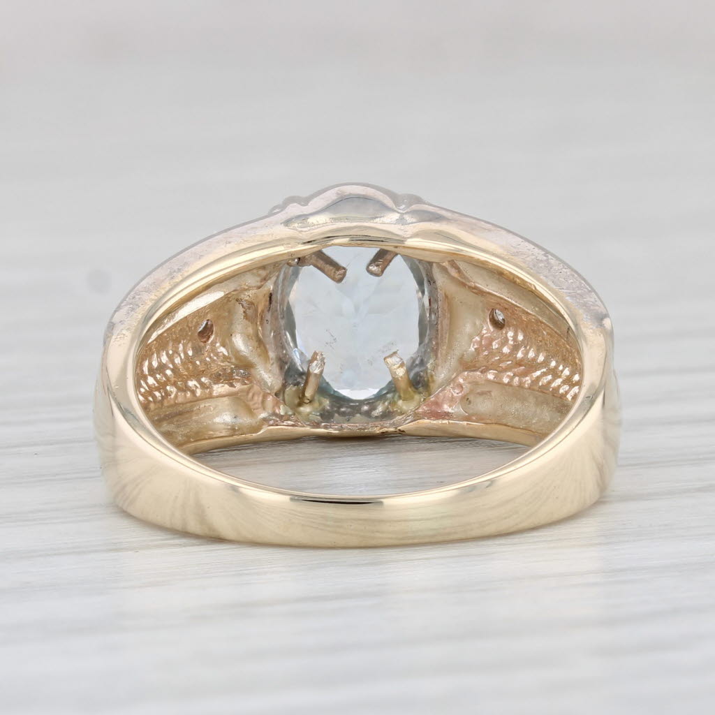 Light Gray Blue Topaz Diamond Ring 10k White Yellow Gold Size 8 Oval Solitaire