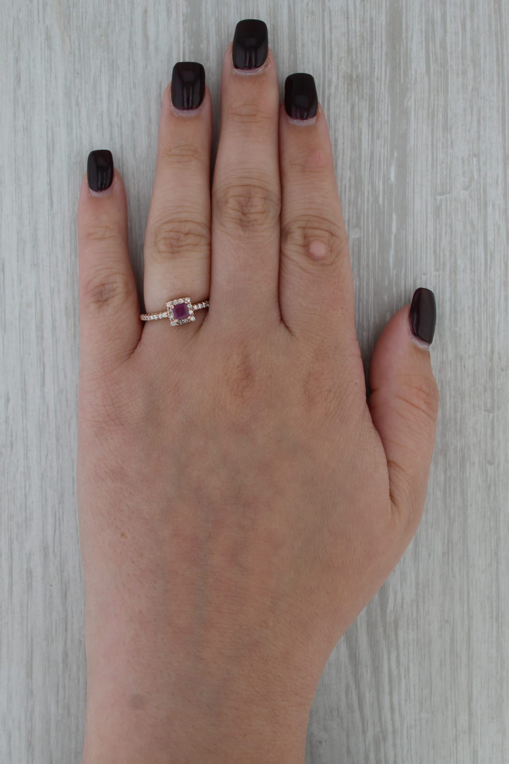 0.60ctw Ruby Diamond Halo Ring 14k Rose Gold Size 7 Engagement