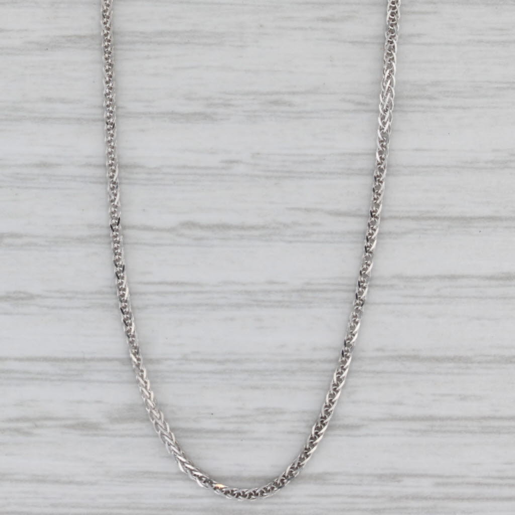 Gray Wheat Chain Necklace 14k White Gold Bead Slide Adjustable 26" 0.9mm