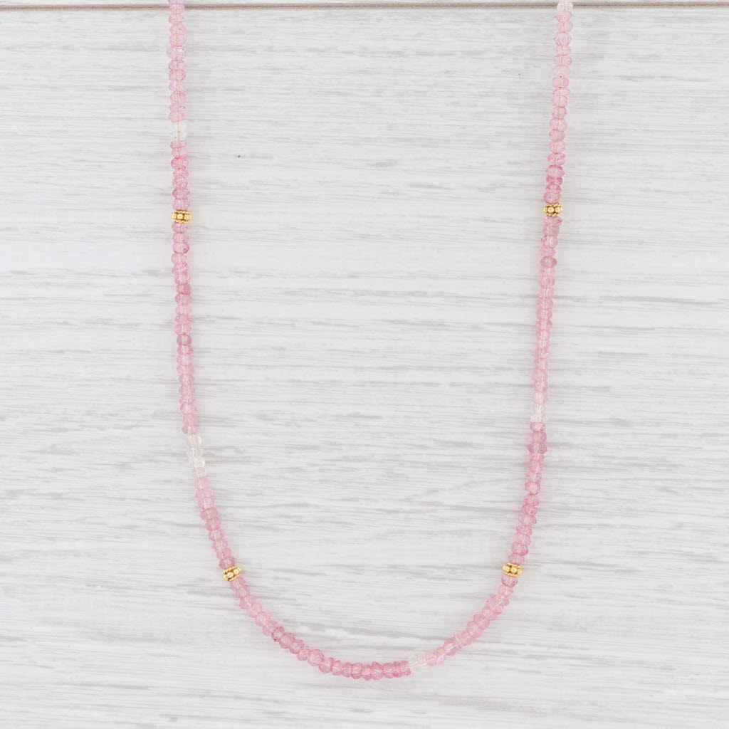 New Nina Wynn Long Harmony Necklace Pink Topaz Bead Gold Vermeil Sterling