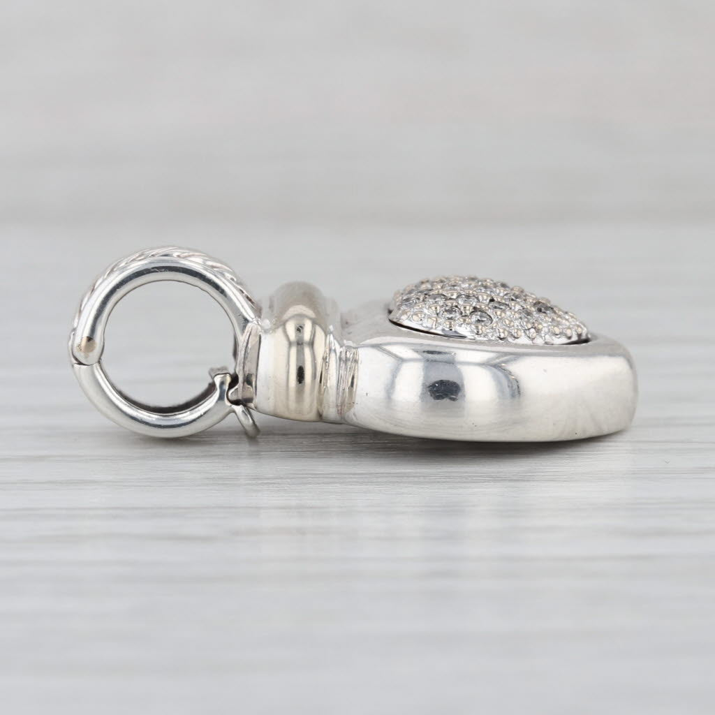 Yurman 0.23ctw Diamond Cluster Heart Pendant Sterling Silver 18k Gold Enhancer