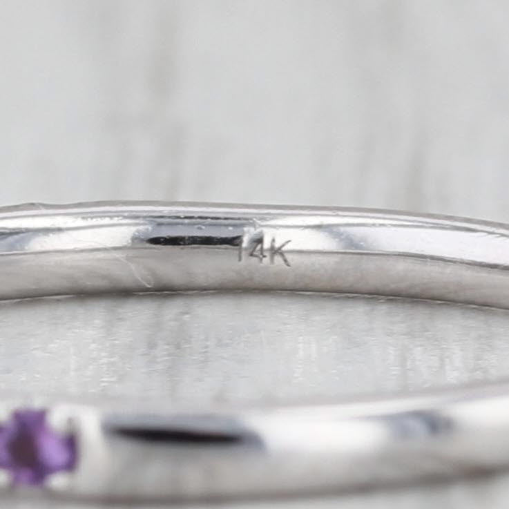 0.26ctw Amethyst Stackable Ring 14k White Gold Size 9.25 Wedding Band