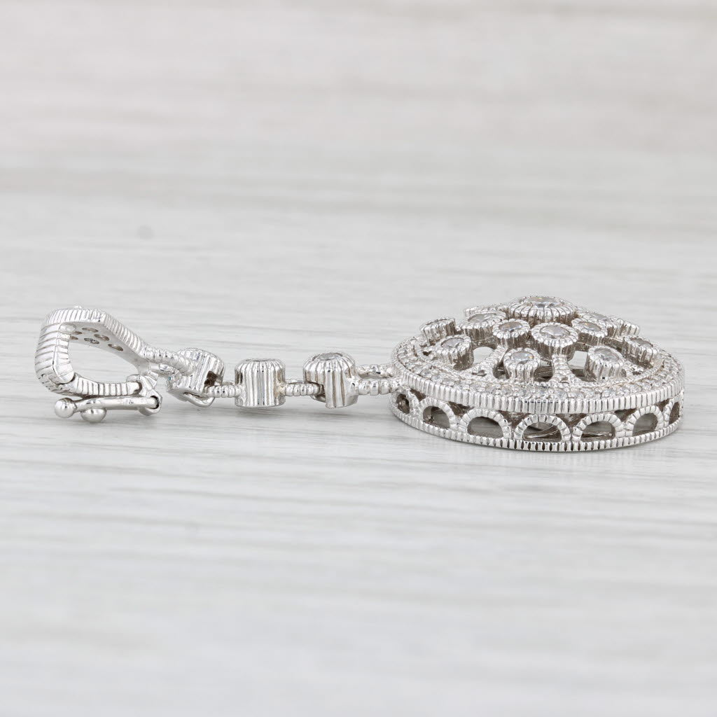Light Gray 0.80ctw Cubic Zirconia Drop Pendant Sterling Silver Enhancer Clip Bail