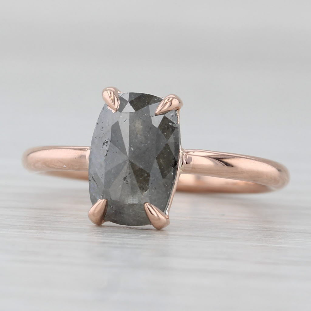Light Gray New Custom 1.58ct Galaxy Diamond Solitaire Ring 14k Rose Gold Size 6 Rose Cut