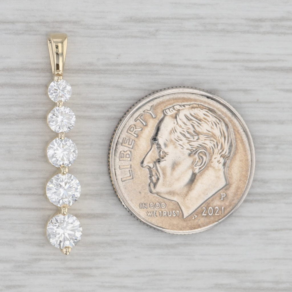 Gray 1ctw Diamond Journey Pendant Round Graduated 5 Stone 14k Yellow Gold