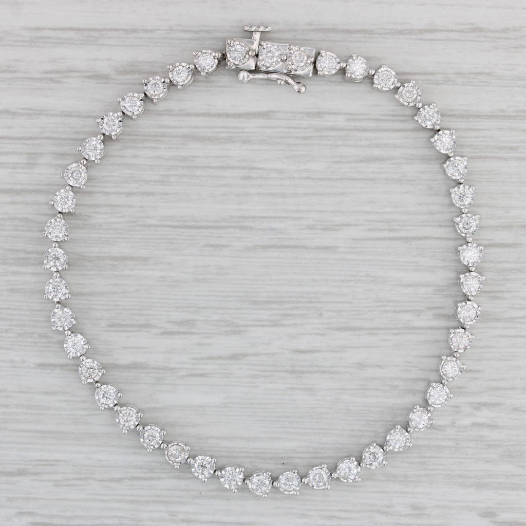 Gray 2ctw Diamond Tennis Bracelet 10k White Gold 7" 3.8mm