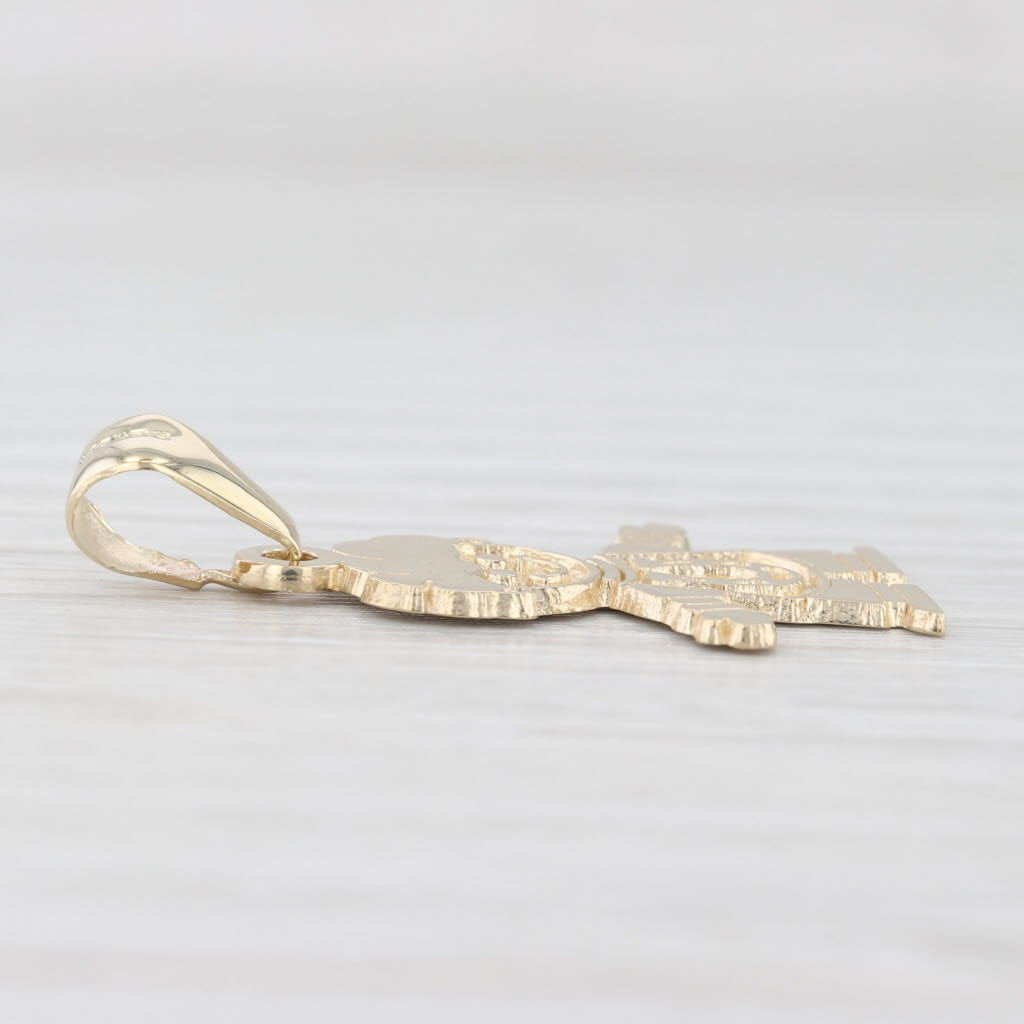 Light Gray Lucky Boy Pendant 10k Yellow Gold Horseshoe Figural New Mom