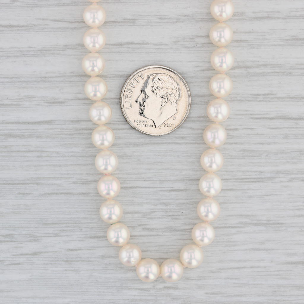Gray Mikimoto Cultured Pearl Bead Strand Necklace 14k Yellow Gold 23.75"