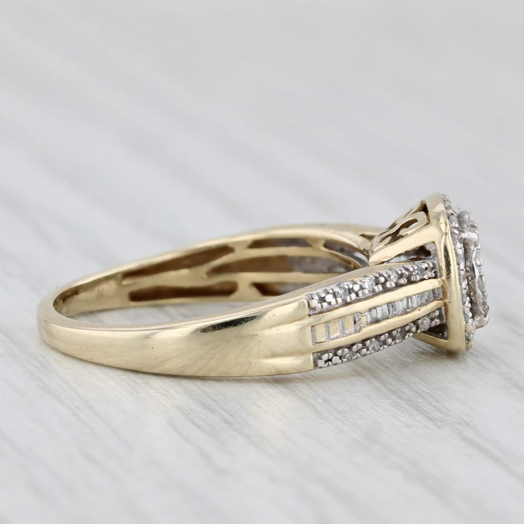 Light Gray 0.16ctw Diamond Halo Engagement Ring 10k Yellow Gold Size 7