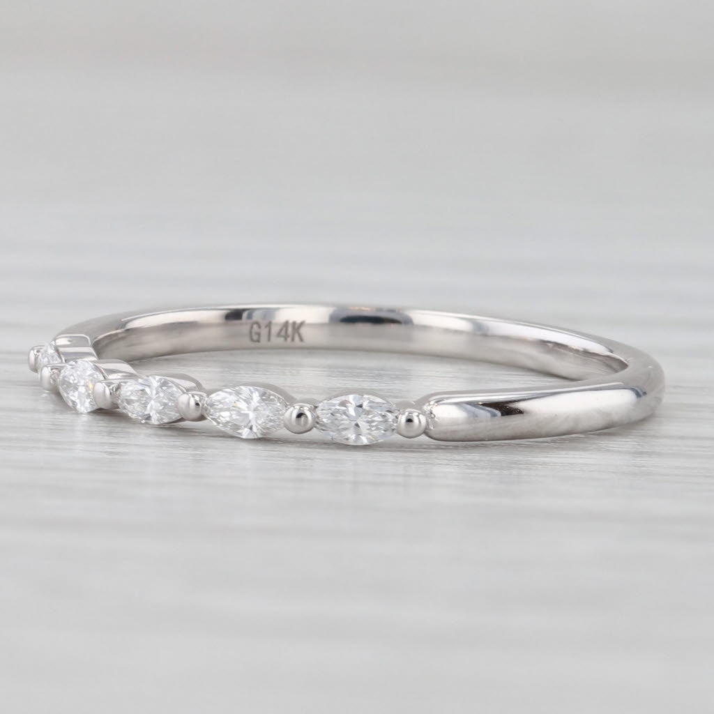 Light Gray New 0.15ctw Diamond Wedding Band 14k White Gold Stackable Anniversary Ring 6.5
