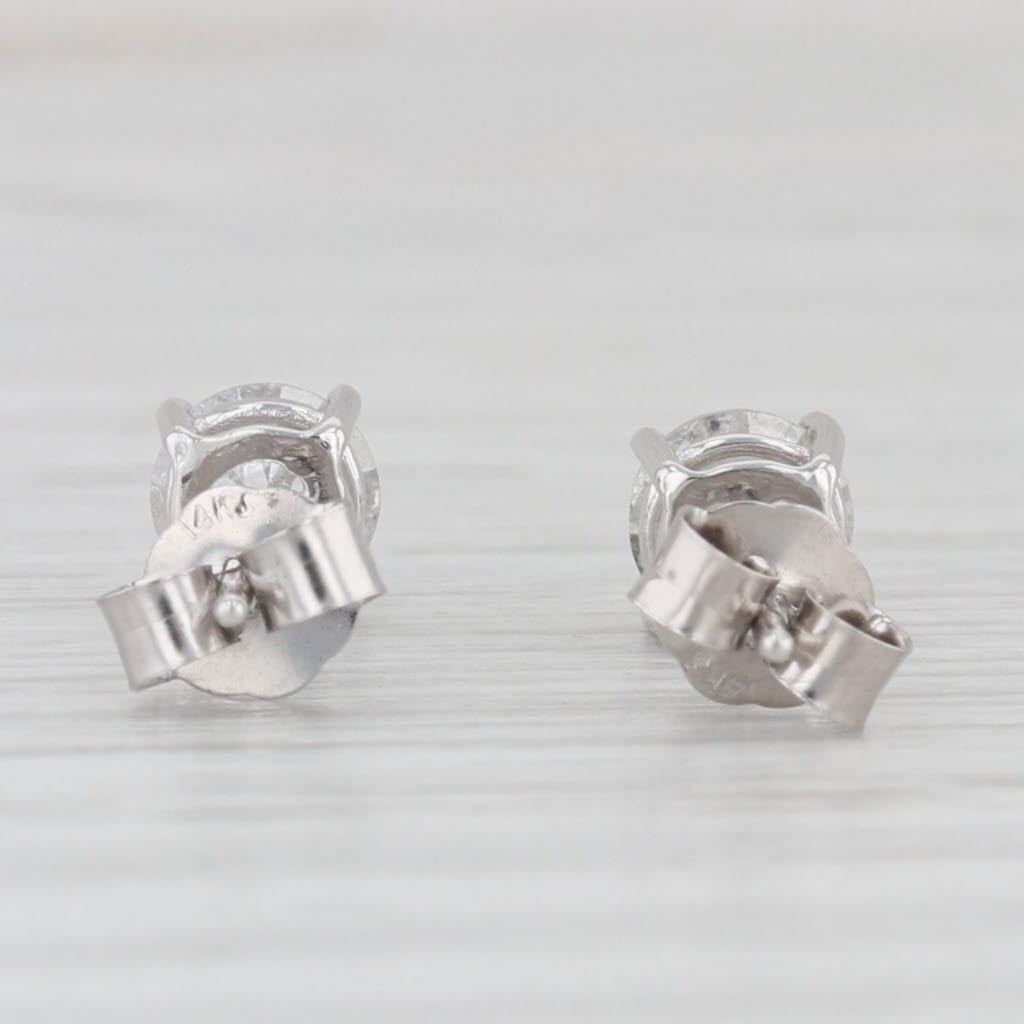 Light Gray 0.94ctw Diamond Stud Earrings 14k White Gold Round Solitaire Studs
