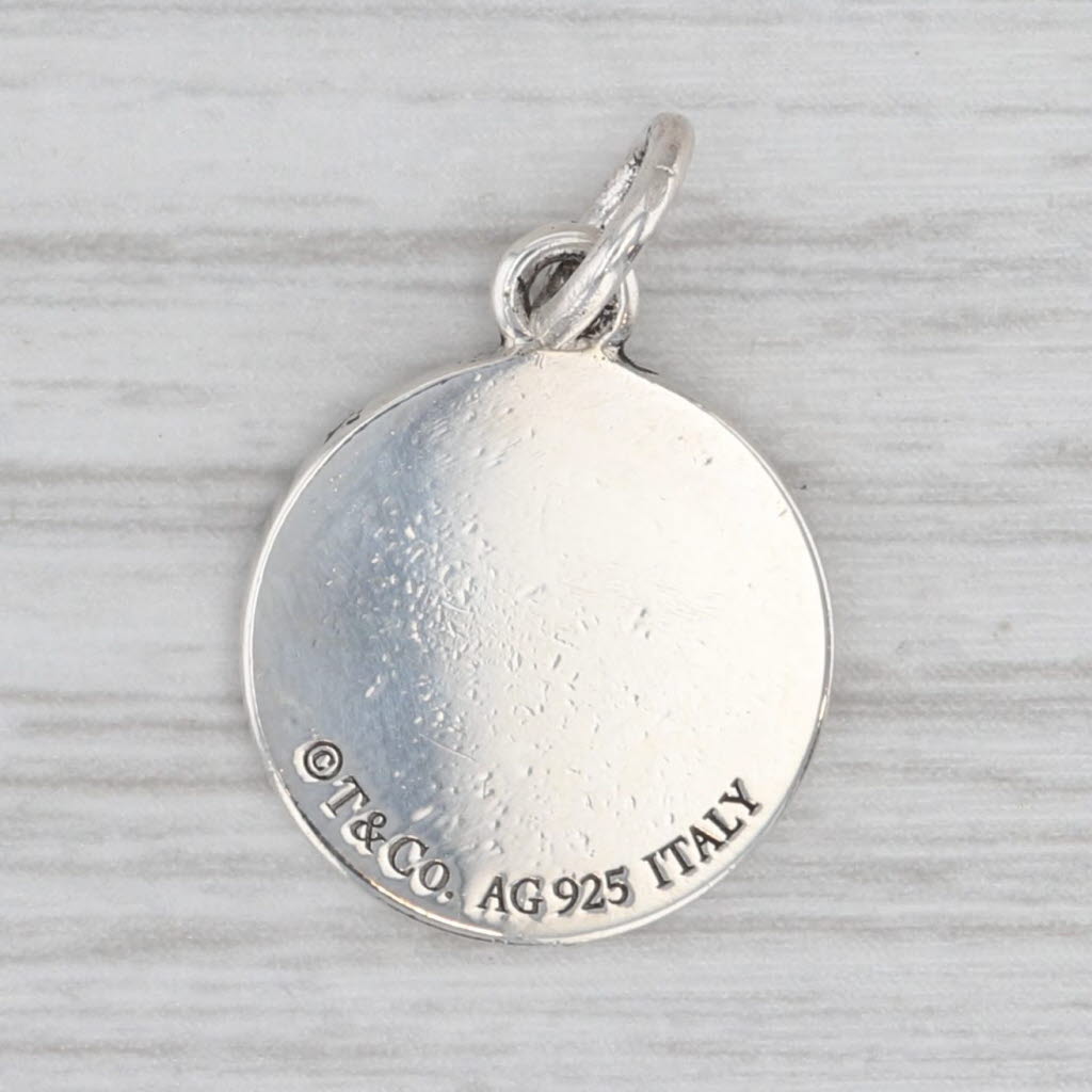 Light Gray Tiffany Retired Boy Silhouette Charm w/ Pouch Sterling Silver Enamel Pendant