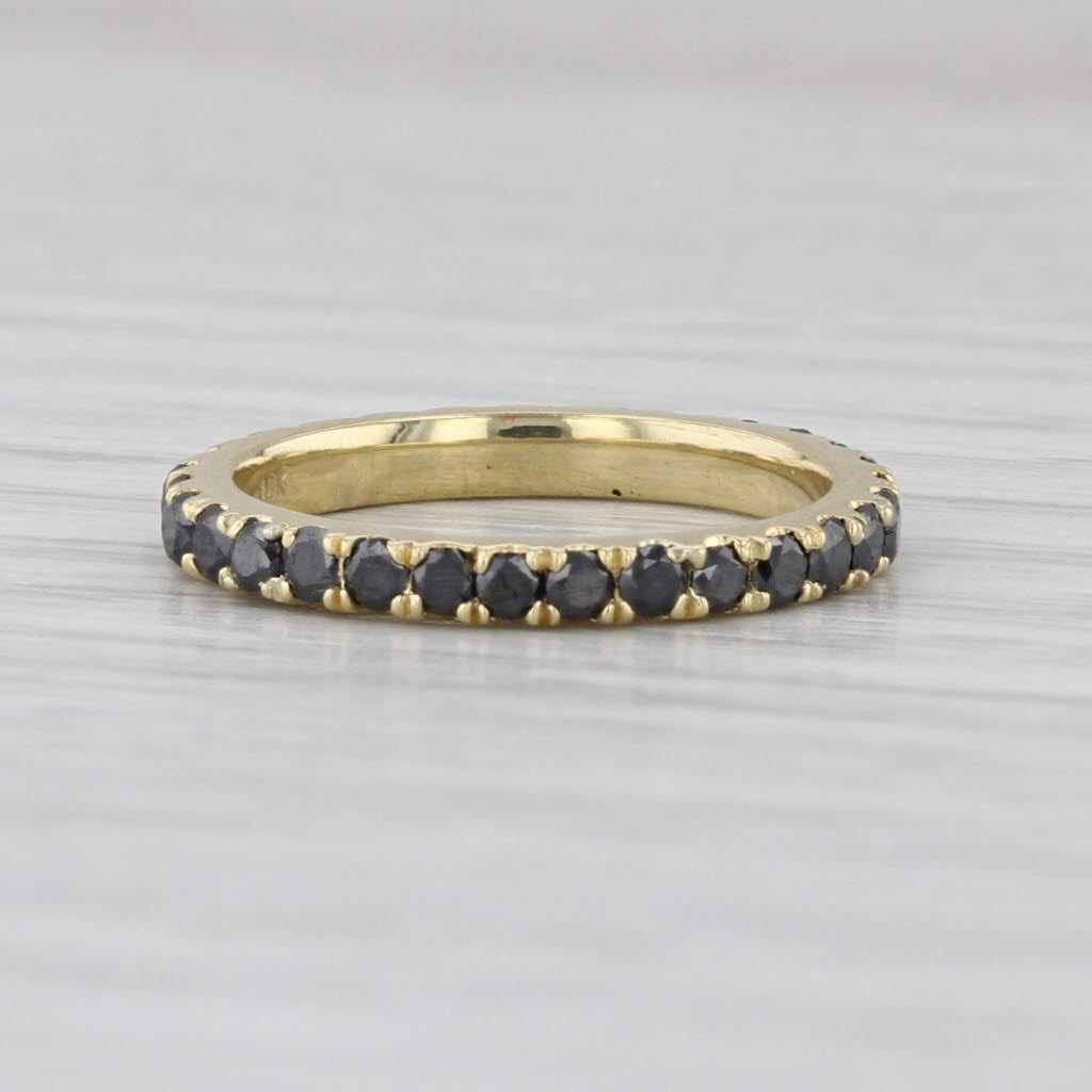 0.80ctw Black Diamond Eternity Ring 18k Gold Stackable Wedding Band Size 4.75