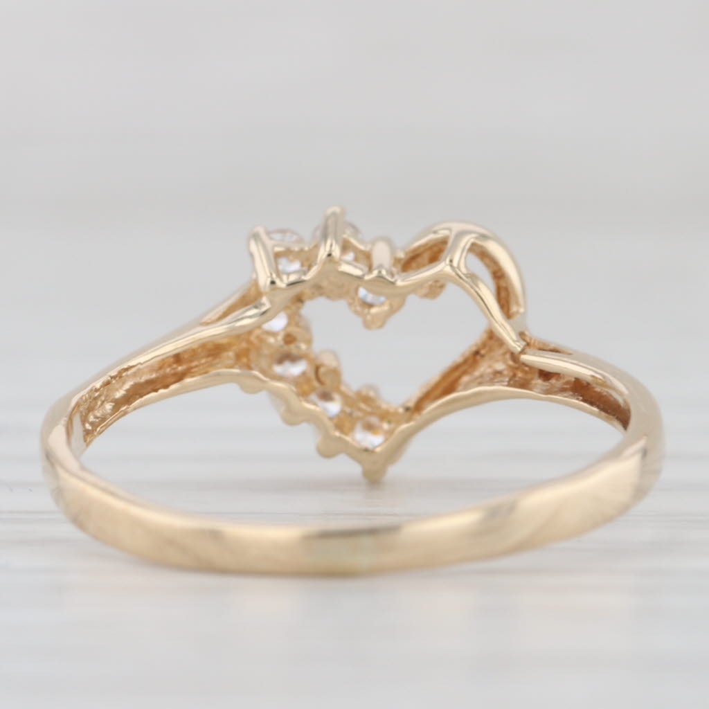 Cubic Zirconia Open Heart Ring 10k Yellow Gold Size 6.75