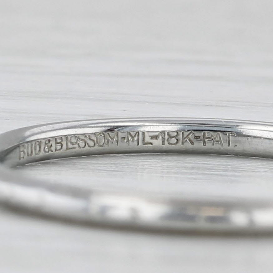 Light Gray Bod & Blossom Vintage Wedding Ring 18k White Gold Stackable Size 8 Ring
