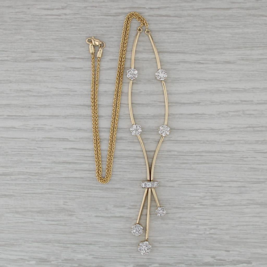 1.91ctw Diamond V Necklace 14k Yellow Gold 20" Wheat Chain Statement