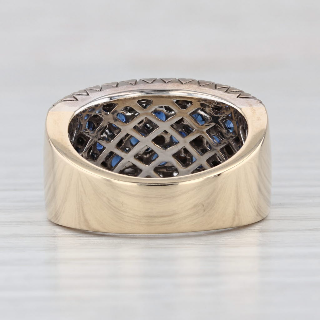 Large 2.56ctw Blue Sapphire Diamond Ring 14k Yellow White Gold Size 7.5