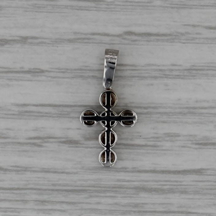 0.10ctw Diamond Cross Pendant 18k White Gold Small Drop