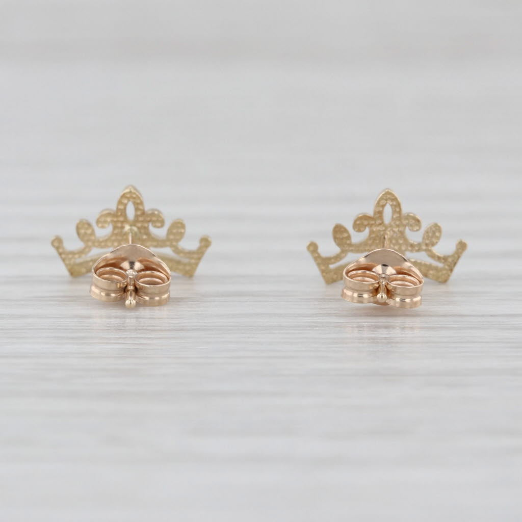 Disney Frozen Crown Stud Earrings 10k Yellow White Gold Studs