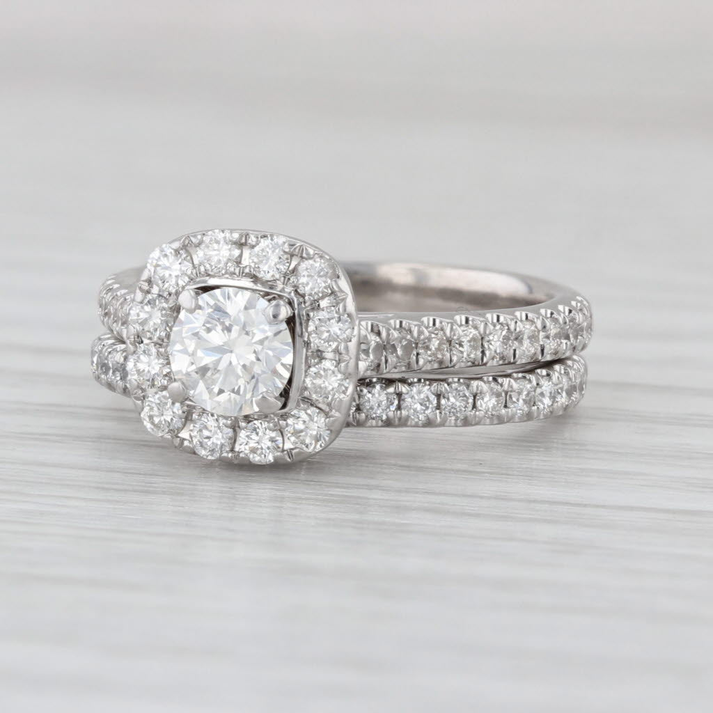 Neil Lane 1.45ctw Diamond Halo Engagement Ring Wedding Band Bridal Set 14k Gold