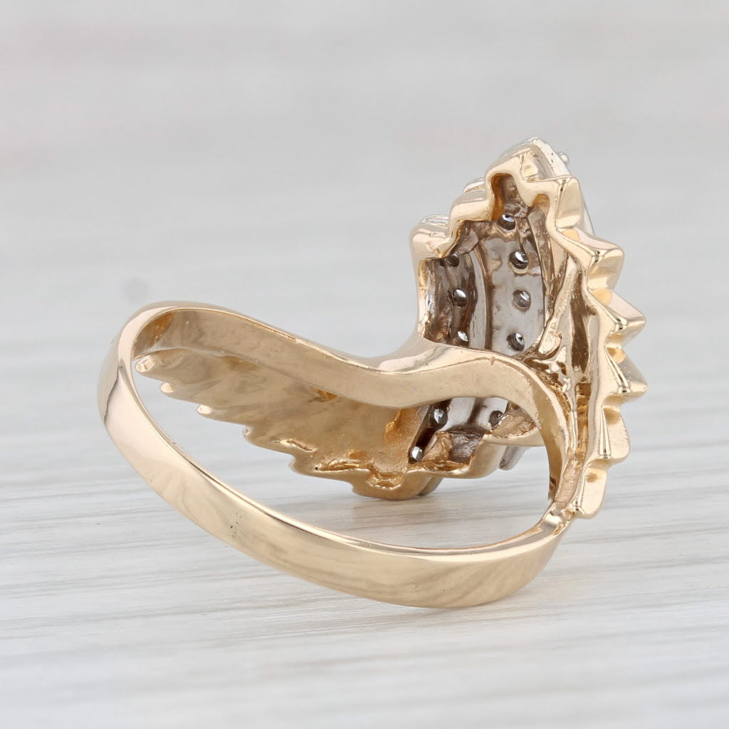 Light Gray Vintage 0.45ctw Diamond Twist Cocktail Ring 14k Yellow Gold Size 7.5