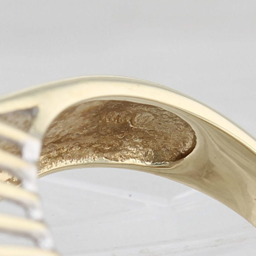 Light Gray 0.74ctw Diamond Cluster Tiered Pyramid Ring 10k Yellow Gold Size 7