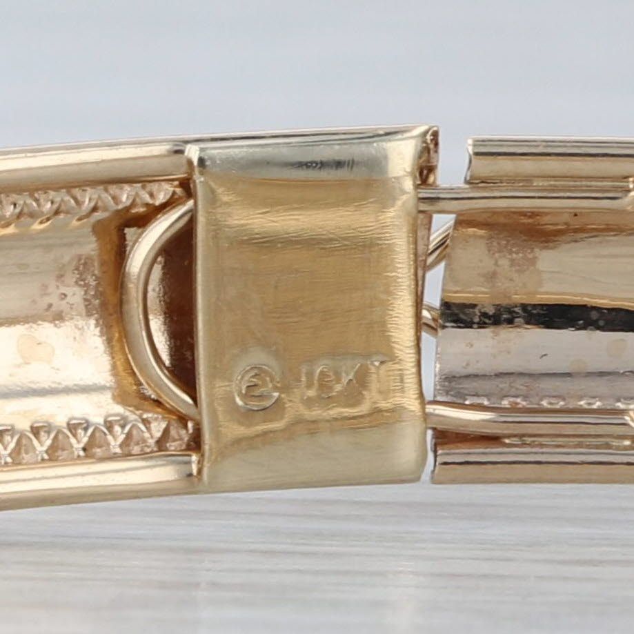 Hammered Bangle Bracelet 10k Yellow Gold 7.25" 7.4mm