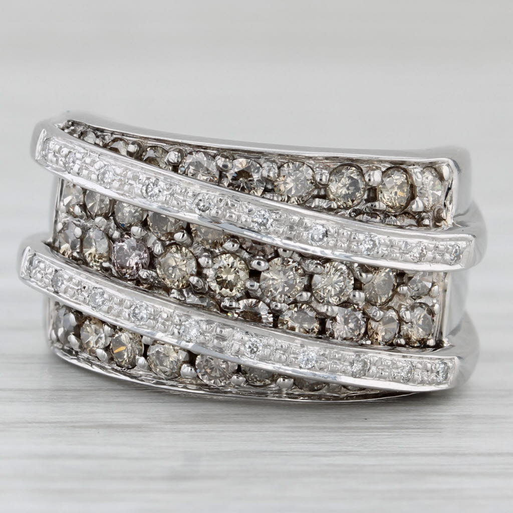 Gray 1.15ctw Pave Diamond Overlay Ring 14k White Gold Size 5.75 Cocktail