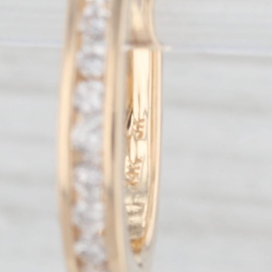 Light Gray 0.50ctw Diamond Journey Oval Hoop Earrings 14k Yellow Gold Snap Top Hoops