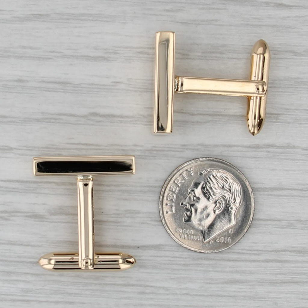 Cartier Engravable Gold Bar Cufflinks 14k Yellow Gold Folding Bar Backs