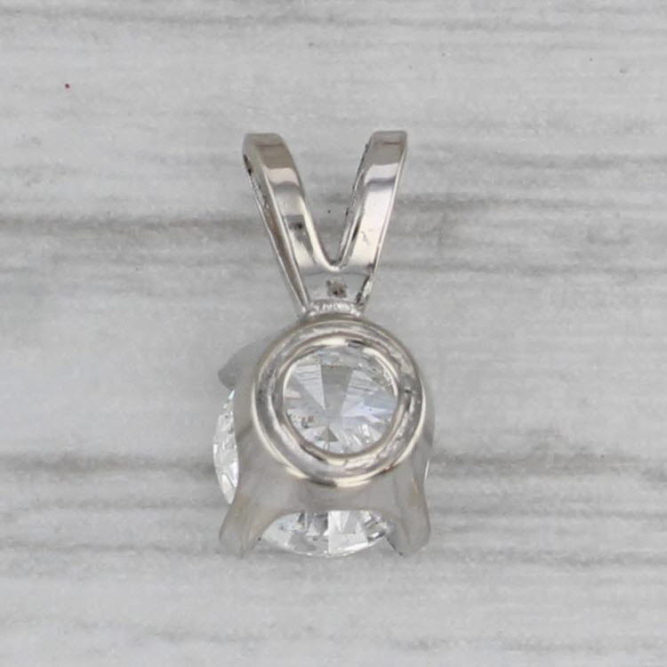 Gray New 0.53ct Diamond Solitaire Pendant 14k White Gold Small Drop
