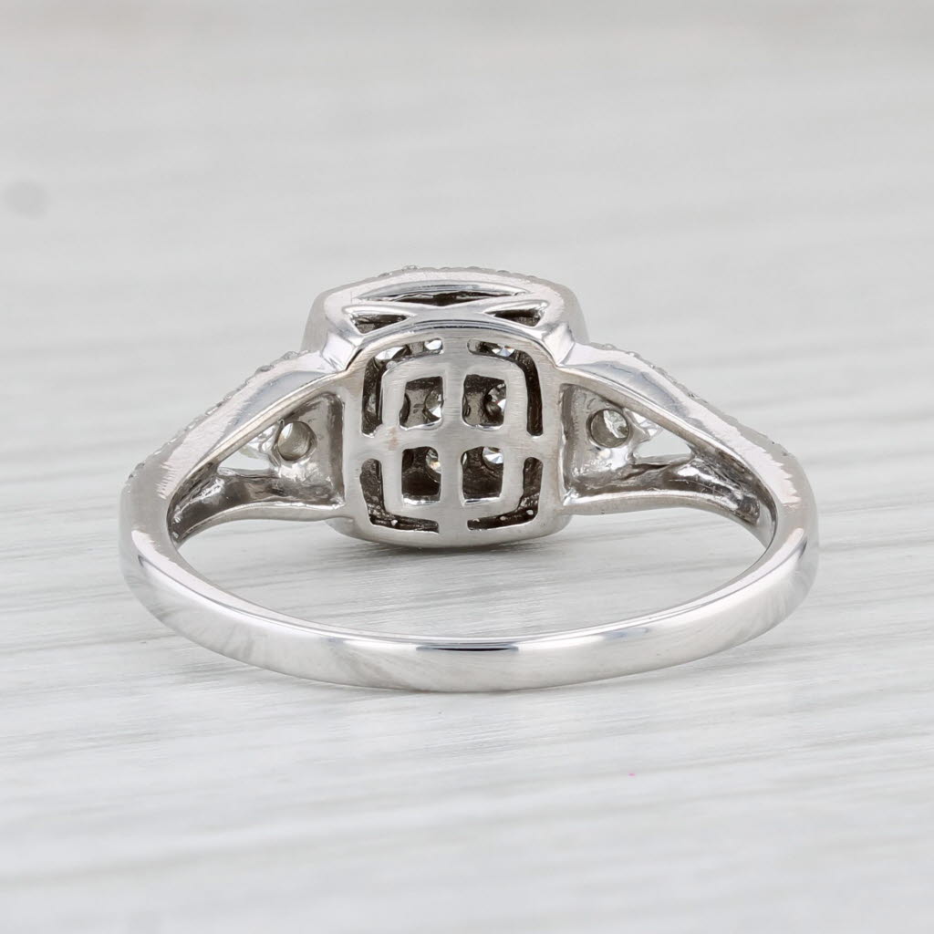 Light Gray 0.34ctw Diamond Cluster Halo Engagement Ring 10k White Gold Size 8.75