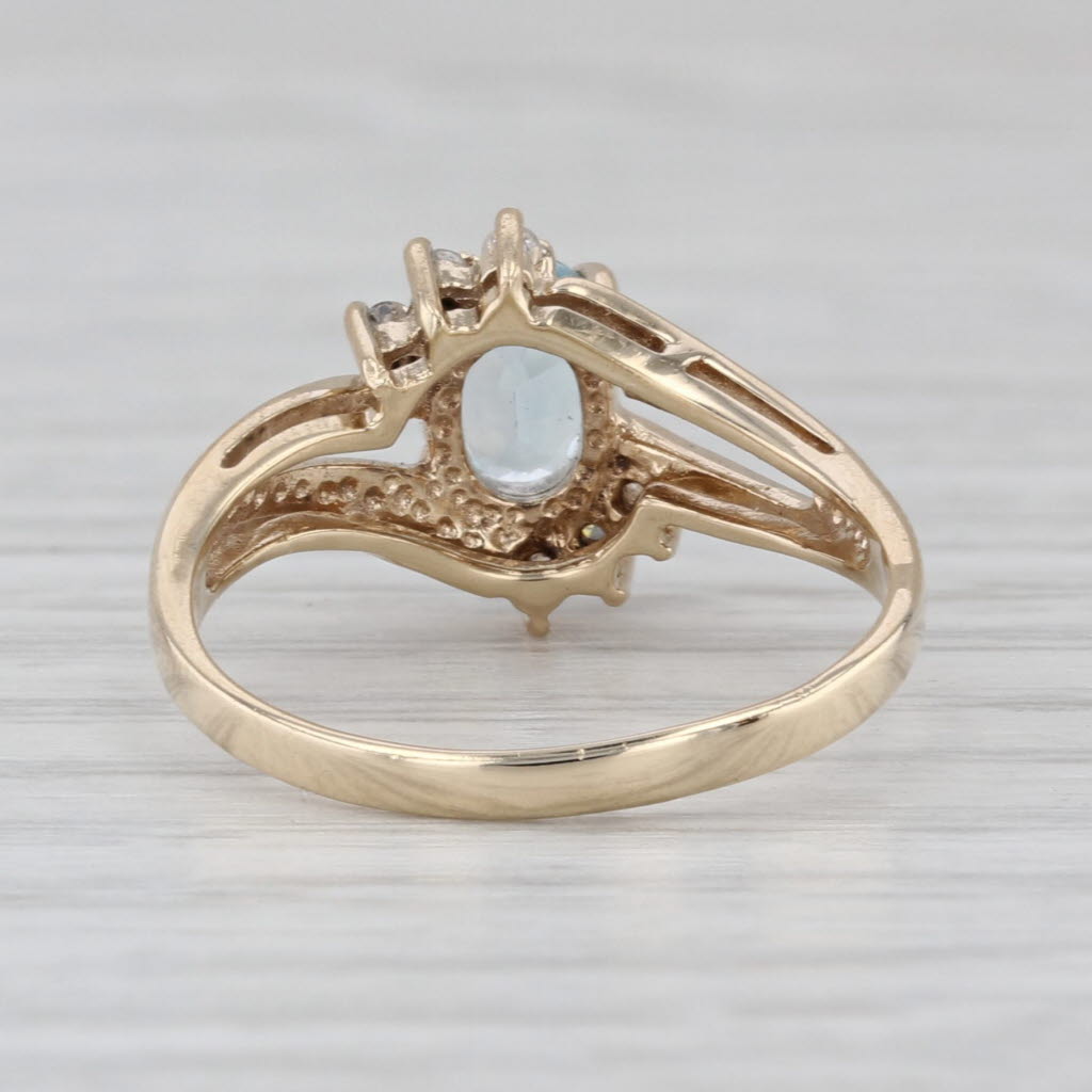 1.03ctw Blue Topaz Diamond Ring 10k Yellow Gold Size 7
