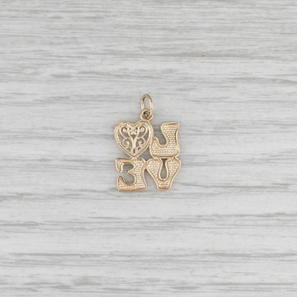 Love Filigree Heart Pendant 14k Yellow Gold Charm Gift Keepsake