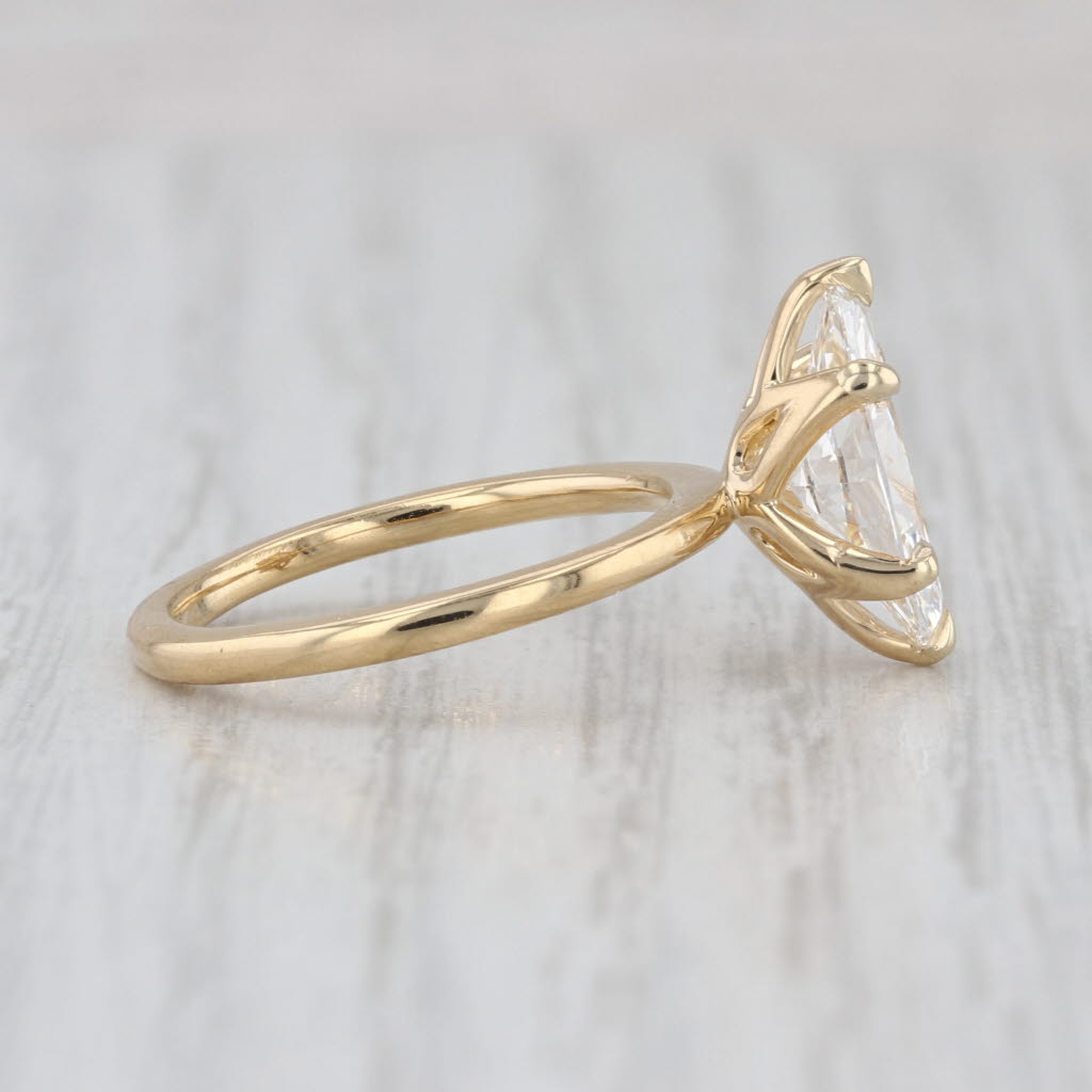 IGI 1.80ct Lab Grown Diamond Solitaire Ring 18k Yellow Gold Elongated Oval