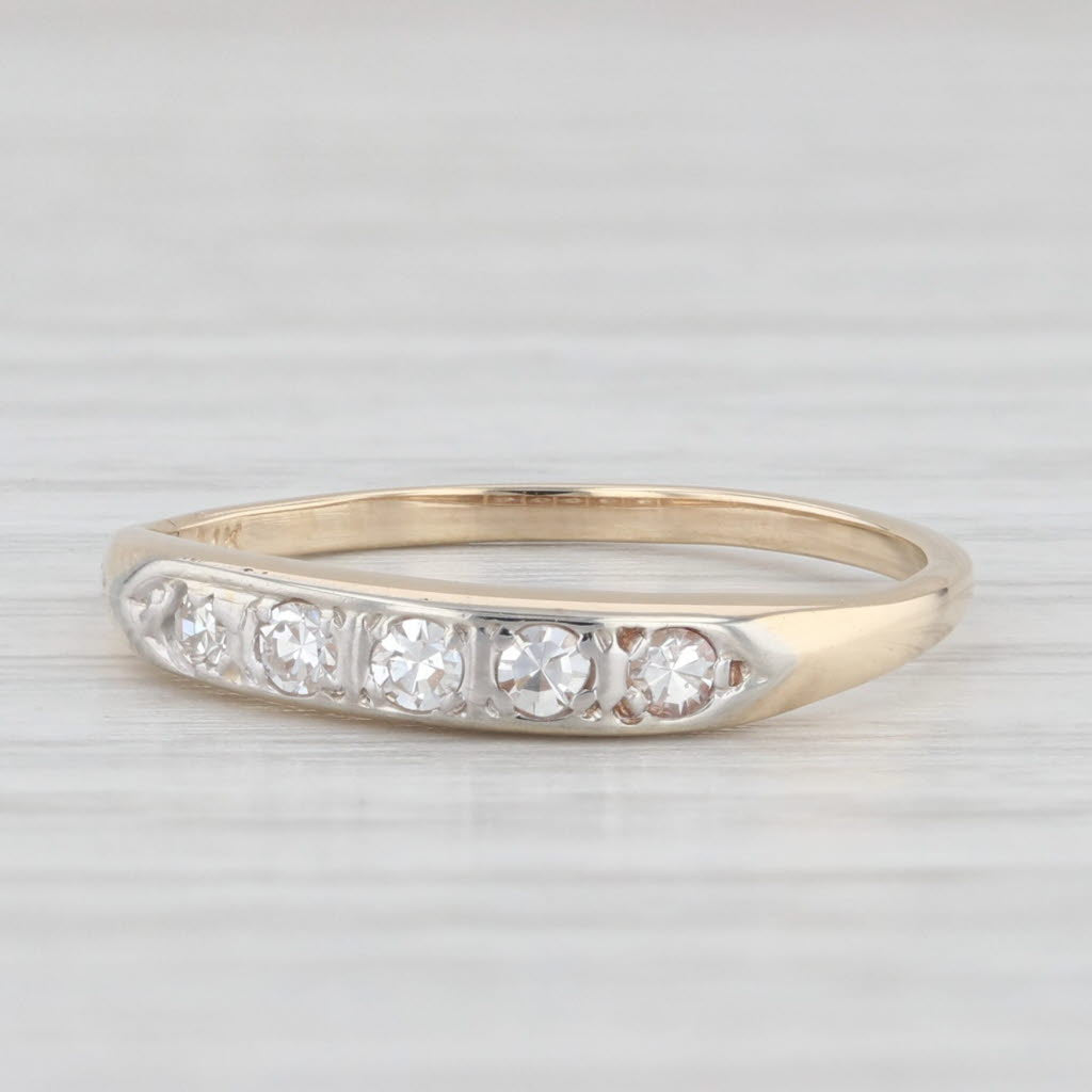 Light Gray Vintage 0.13ctw Diamond Wedding Band 14k Yellow Gold Size 5.5 Stackable Ring