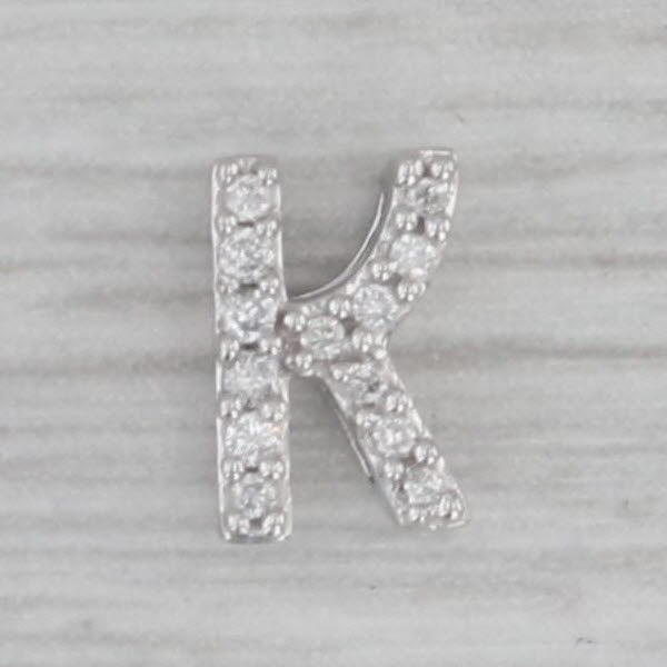 Gray 10K White Gold Very Small Diamond Letter Initial K