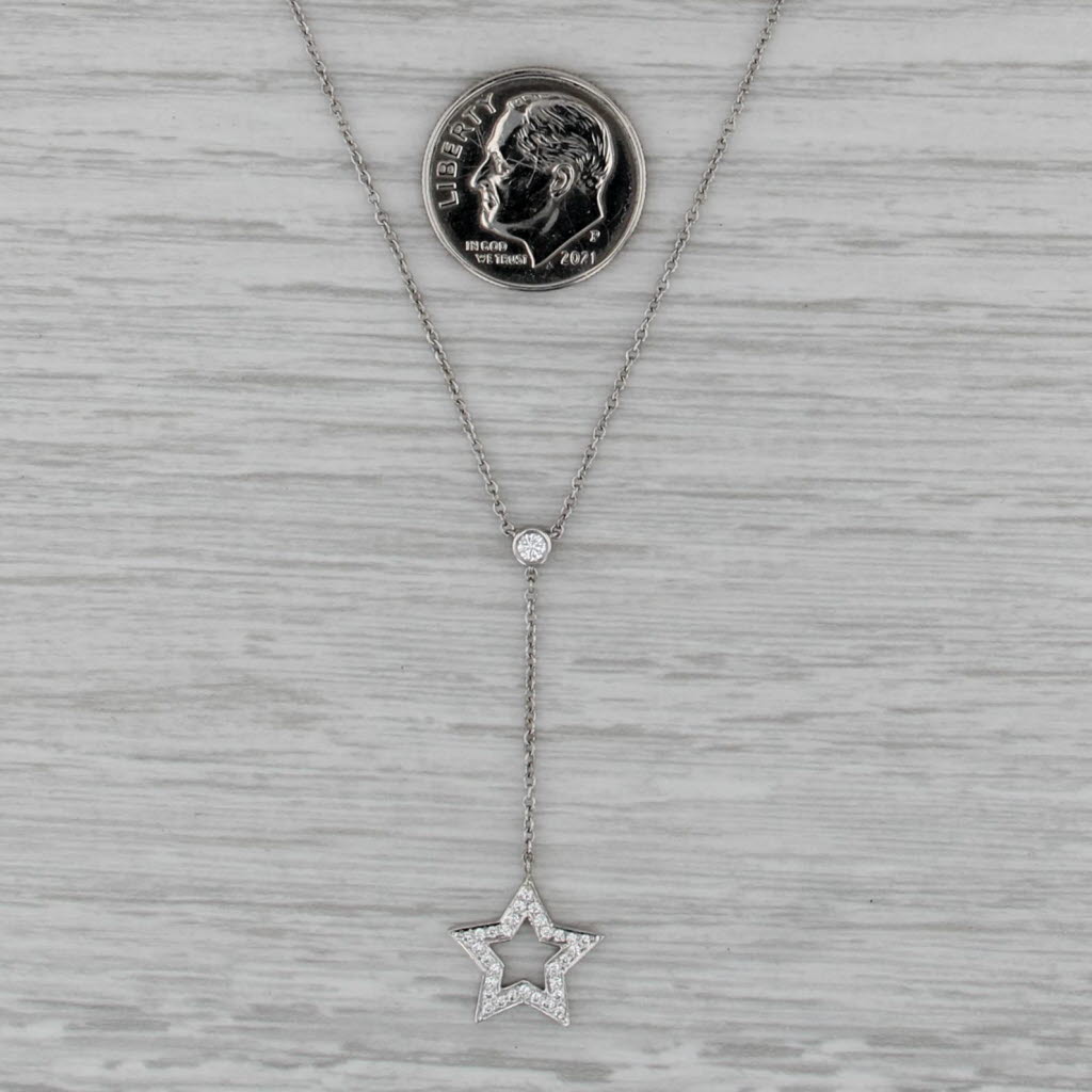 Tiffany & Co 0.20ctw Diamond Star Lariat Necklace w/ Pouch 950 Platinum 16.25"