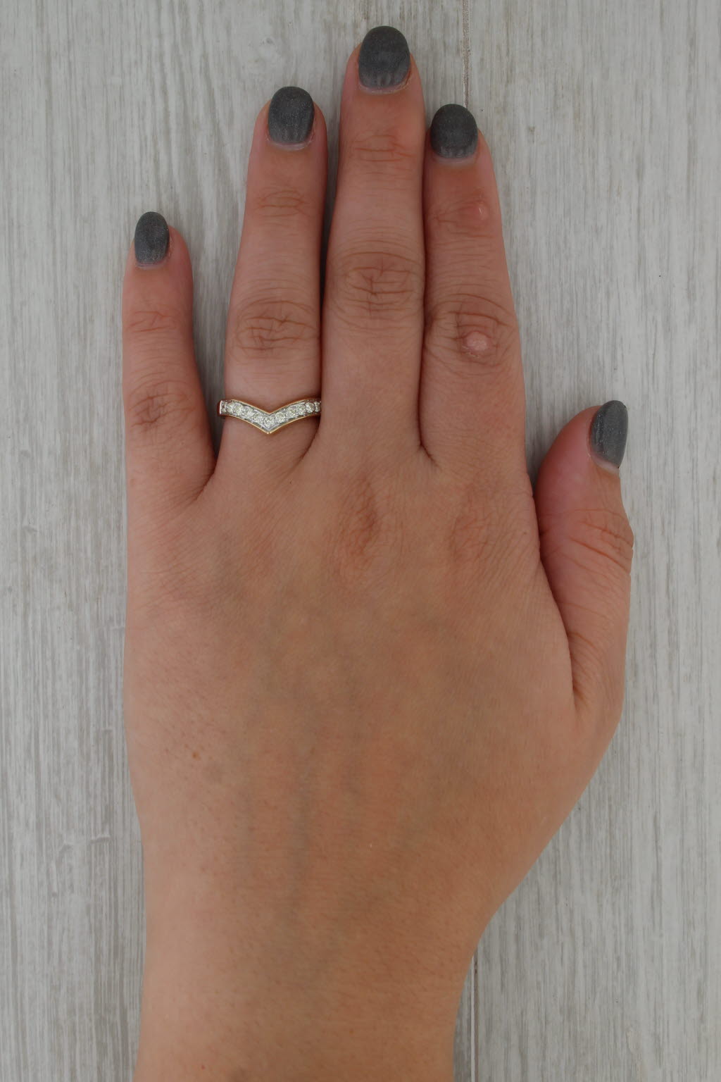 0.28ctw Diamond Contoured Wedding Band Guard Stackable Ring 18k Yellow Gold Sz 7