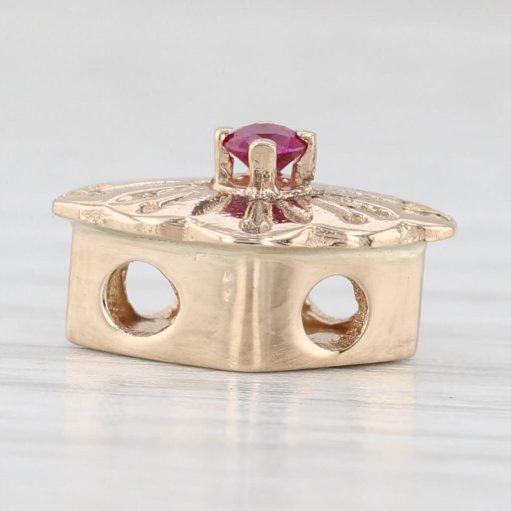 Light Gray Round Ruby Solitaire Slide Bracelet Charm 14k Yellow Gold Richard Glatter