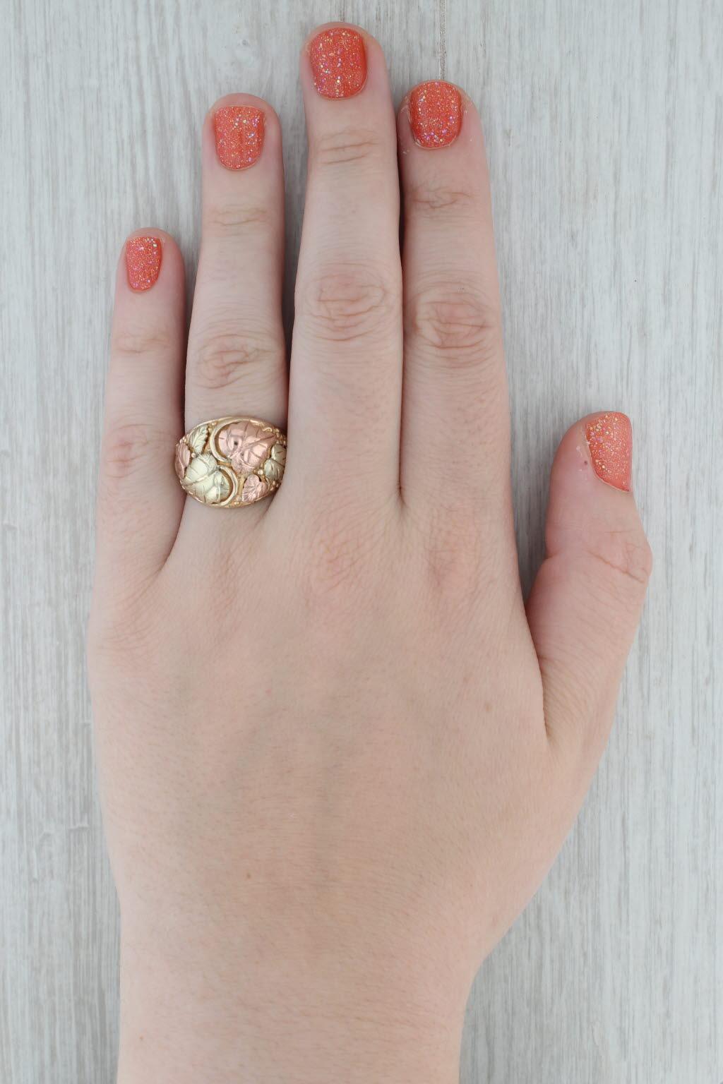 Black Hills Gold Leaf Ring 10k 12k Yellow Green Rose Gold Size 9 J & Co
